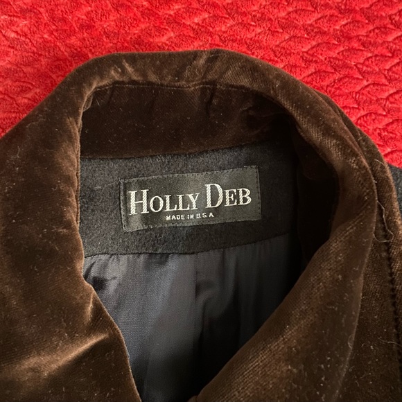 Holly Deb Vintage WOOL Blend Women Coat Black Double Breasted in Military Style - Picture 10 of 16